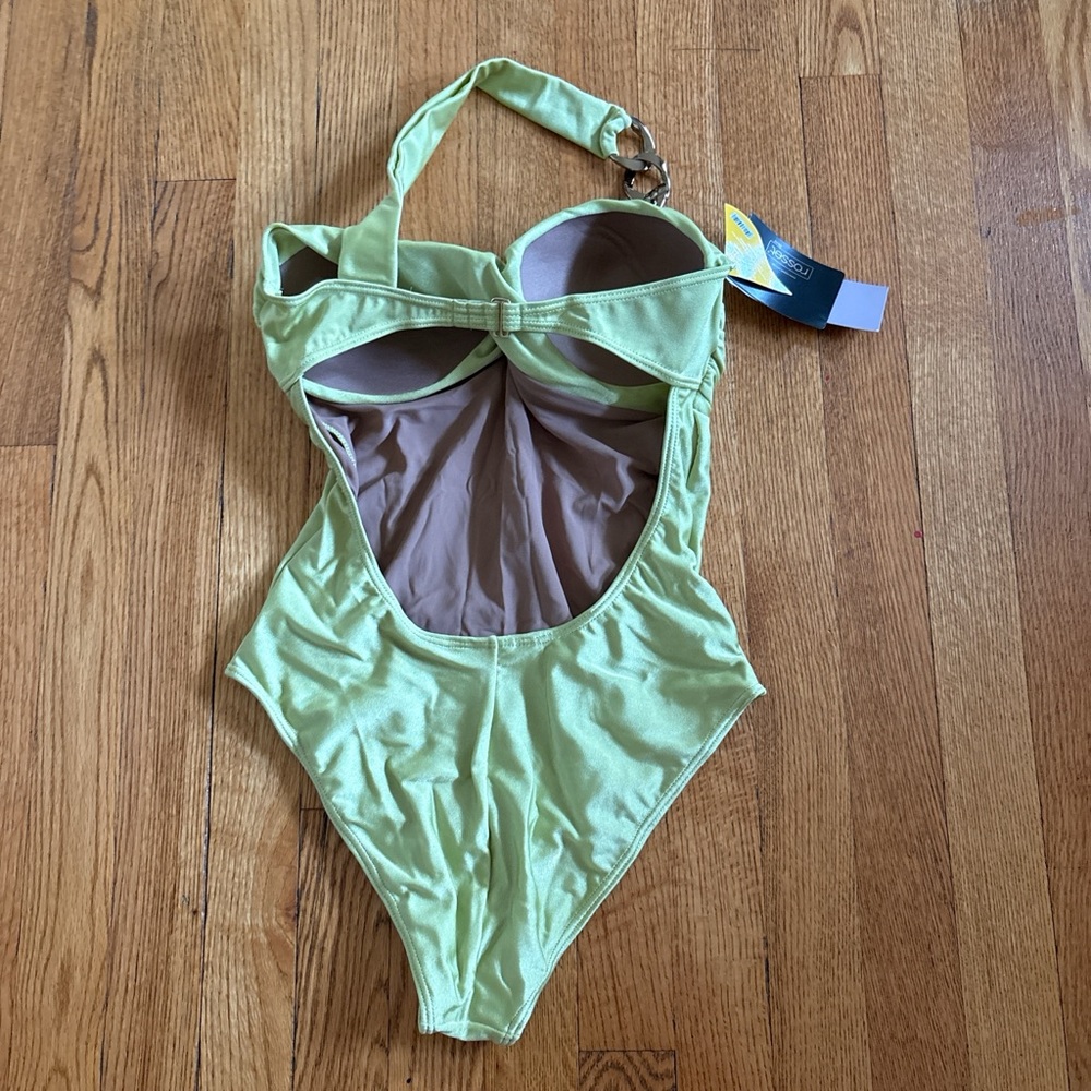 Elegant Light Green One Shoulder Piece Swimsuit - Picture 8 of 8